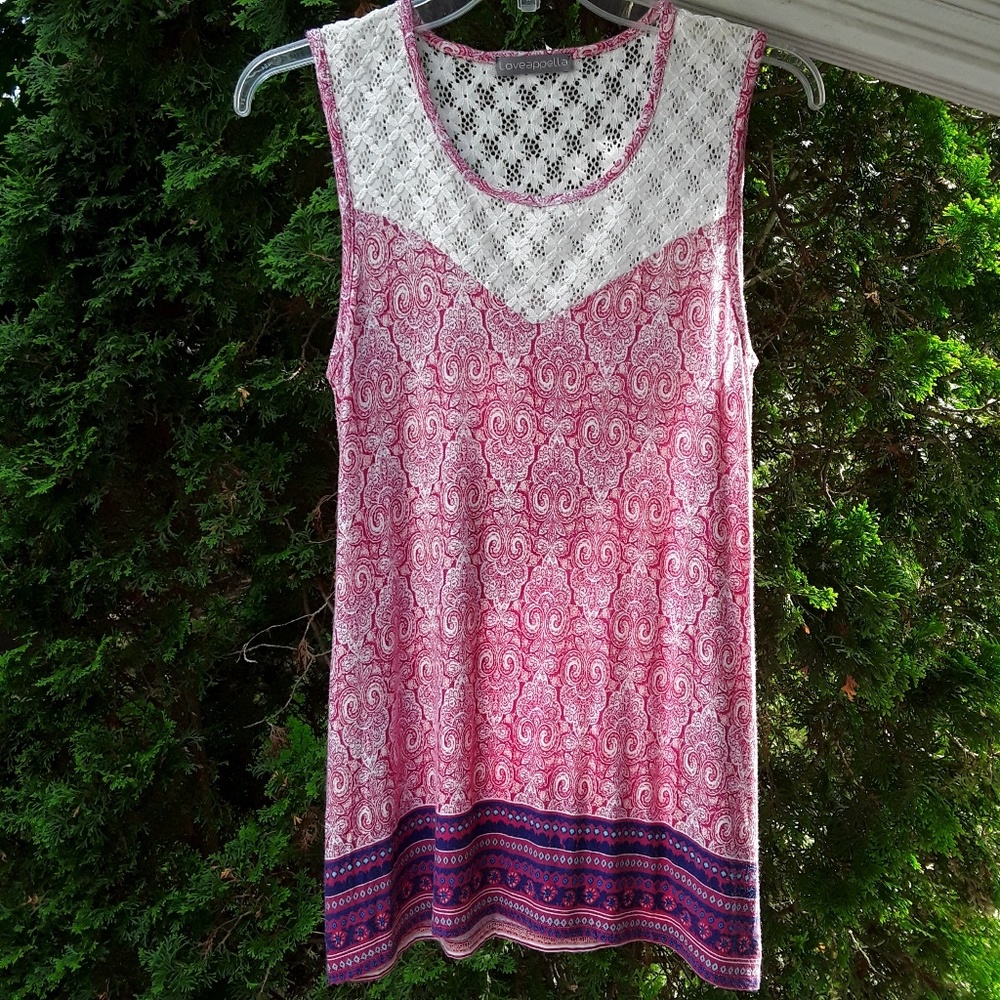 Loveappella Stitch Fix Rajio Lace detail top, Med